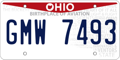 OH license plate GMW7493