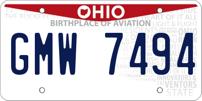 OH license plate GMW7494