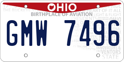 OH license plate GMW7496