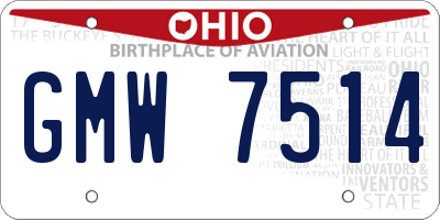 OH license plate GMW7514