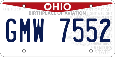 OH license plate GMW7552