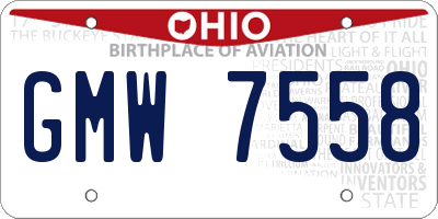 OH license plate GMW7558