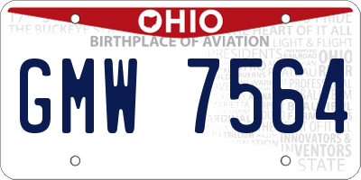 OH license plate GMW7564