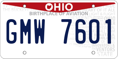 OH license plate GMW7601