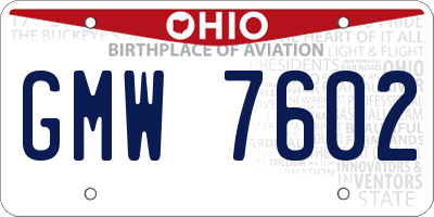 OH license plate GMW7602