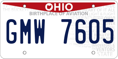 OH license plate GMW7605
