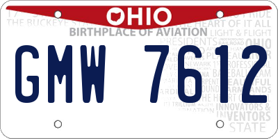 OH license plate GMW7612