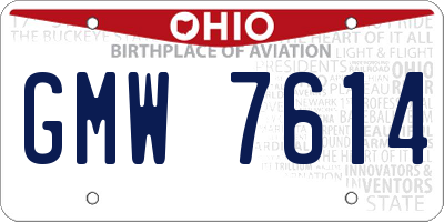 OH license plate GMW7614