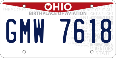 OH license plate GMW7618