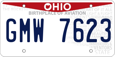 OH license plate GMW7623
