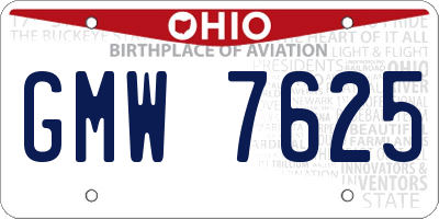 OH license plate GMW7625