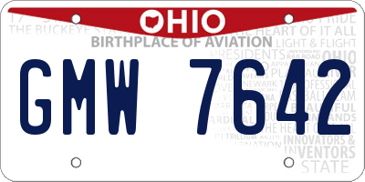 OH license plate GMW7642