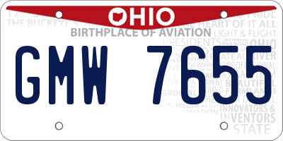 OH license plate GMW7655