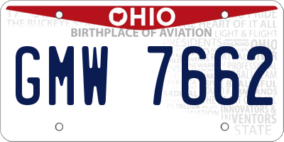 OH license plate GMW7662