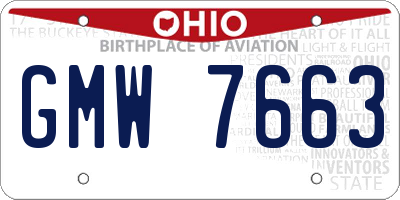 OH license plate GMW7663