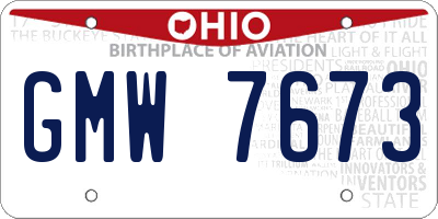 OH license plate GMW7673