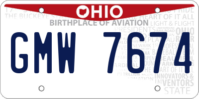 OH license plate GMW7674