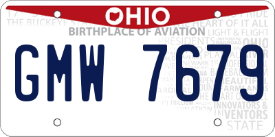 OH license plate GMW7679