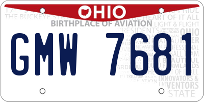 OH license plate GMW7681