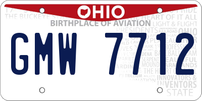 OH license plate GMW7712