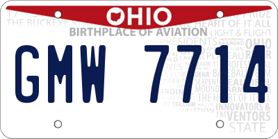 OH license plate GMW7714