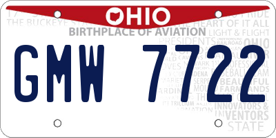 OH license plate GMW7722