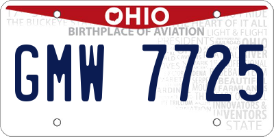 OH license plate GMW7725