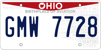 OH license plate GMW7728
