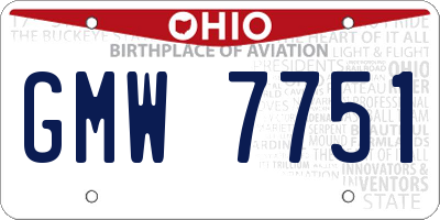 OH license plate GMW7751