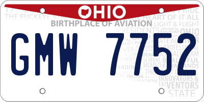 OH license plate GMW7752
