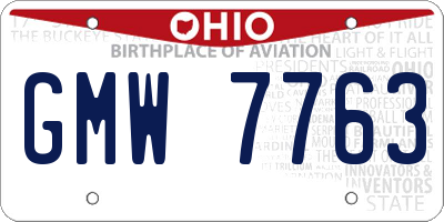 OH license plate GMW7763
