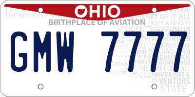 OH license plate GMW7777