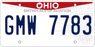OH license plate GMW7783