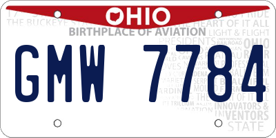 OH license plate GMW7784