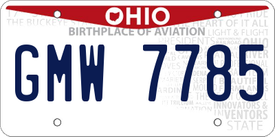 OH license plate GMW7785