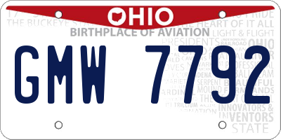 OH license plate GMW7792