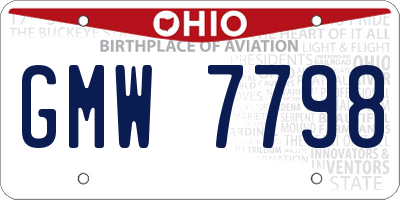 OH license plate GMW7798