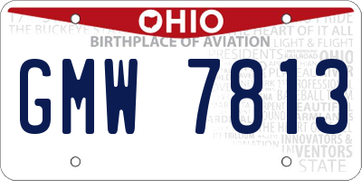 OH license plate GMW7813