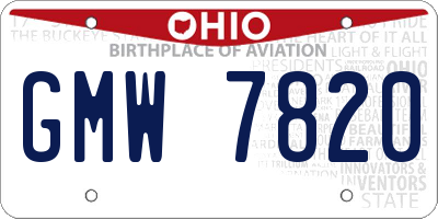 OH license plate GMW7820