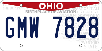 OH license plate GMW7828
