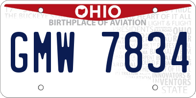 OH license plate GMW7834