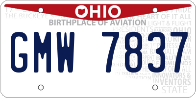 OH license plate GMW7837