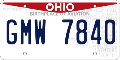 OH license plate GMW7840