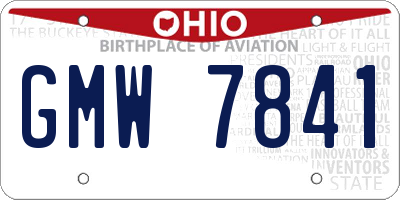 OH license plate GMW7841