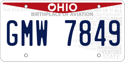 OH license plate GMW7849