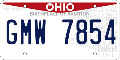 OH license plate GMW7854
