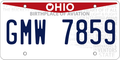 OH license plate GMW7859