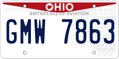OH license plate GMW7863