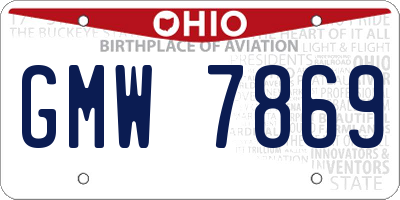 OH license plate GMW7869