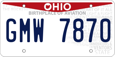 OH license plate GMW7870